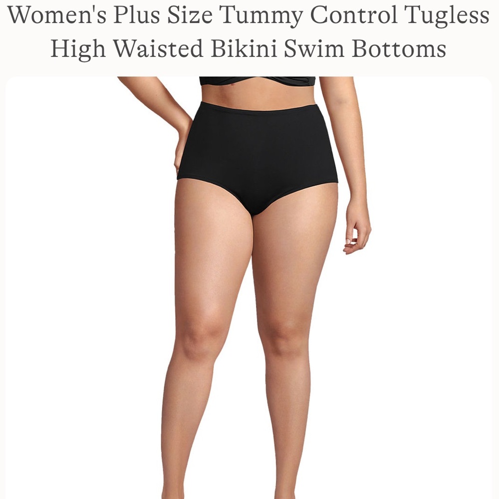 NWT Black Land’s End Tugless High-Waisted Swim Bottoms - Size 3X
